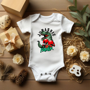 Jurassic T-Rex Boxing Fighter Boy's Baby Bodysuit