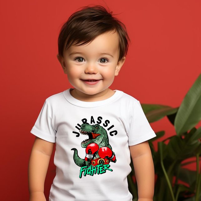 Jurassic T-Rex Boxing Fighter Boy's  Baby T-Shirt (Creator Uploaded)