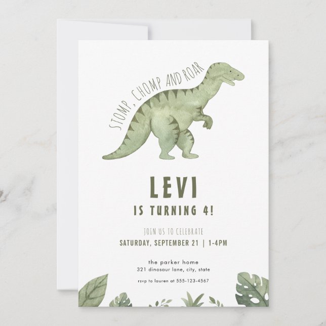 Jurassic T-Rex Boy Dinosaur Birthday Invitation (Front)