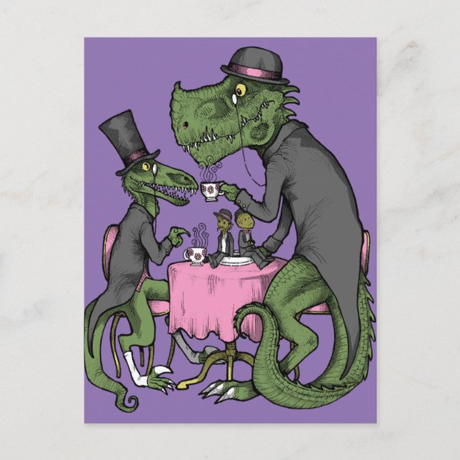 Jurassic Tea Party Postcard (Front)