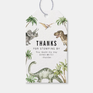 Jurassic Watercolor Dinosaur Birthday Favour Gift Tags