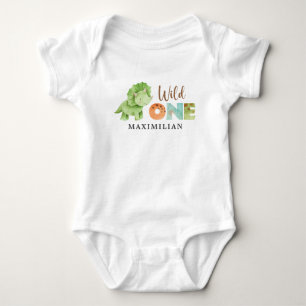 Jurassic Wild One 1st Birthday Baby Bodysuit