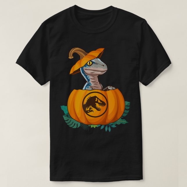 Jurassic World Halloween Dinosaur Pumpkin Logo  T-Shirt (Design Front)