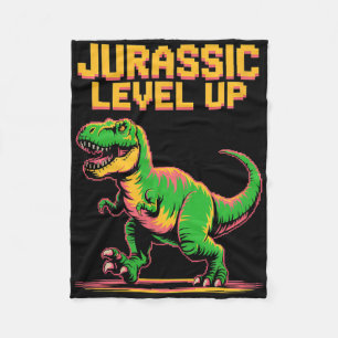 Juric Level Up Pixel Dinosaur Birthday Gamer  Fleece Blanket