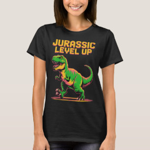 Juric Level Up Pixel Dinosaur Birthday Gamer  T-Shirt