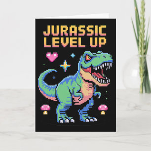 Juric Level Up Pixel Dinosaur Retro Gamer 1  Card