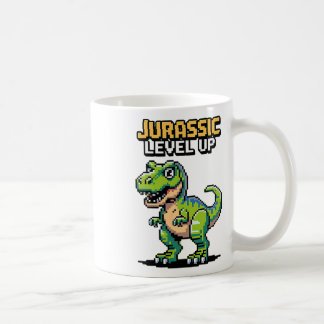 Juric Level Up Pixel Dinosaur Retro Gamer  Coffee Mug