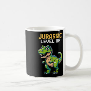 Juric Level Up Pixel Dinosaur Retro Gamer  Coffee Mug