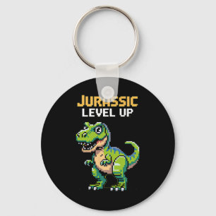 Juric Level Up Pixel Dinosaur Retro Gamer  Key Ring