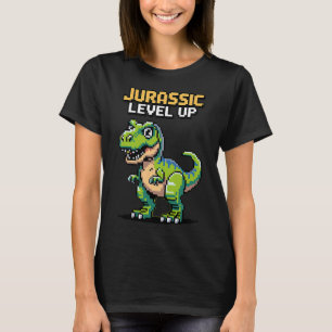 Juric Level Up Pixel Dinosaur Retro Gamer  T-Shirt