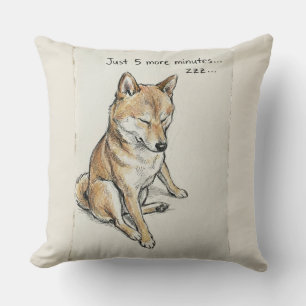 "Just 5 More Minutes" Sleepy Shiba Inu Nap Art Cushion
