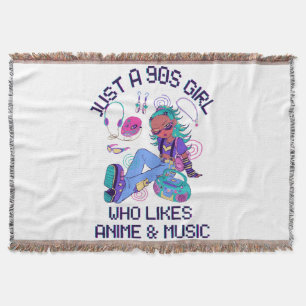 Just a 90s Girl Who likes music Throw Blanket