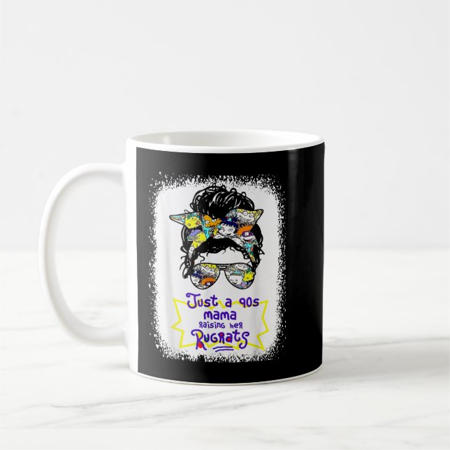 Just A 90S Mama Raising Her Rugrats Messy Bun Hair Coffee Mug (Left)