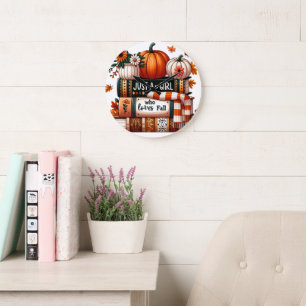 Just a Bookish Girl Who Loves Fall Large Clock