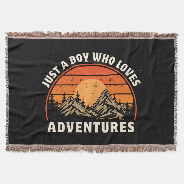 just a boy who loves adventures throw blanket (Front)