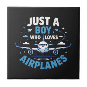 Just A Boy who Loves Aeroplanes Ceramic Tile