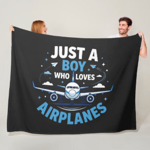 Just A Boy who Loves Aeroplanes  Fleece Blanket
