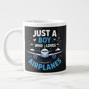 Just A Boy who Loves Aeroplanes  Large Coffee Mug