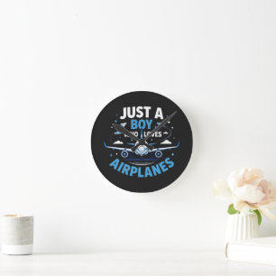 Just A Boy who Loves Aeroplanes  Round Clock