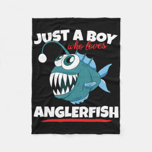 Just A Boy Who Loves Angler Fish Funny Fishing Ang Fleece Blanket