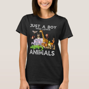 Just A Boy Who Loves Animals, Wild Cute Zoo Animal T-Shirt