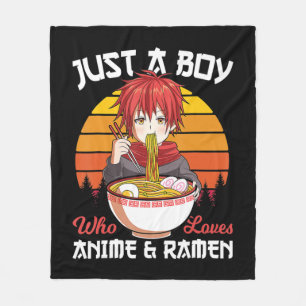 Just A Boy Who Loves Anime And Ramen Japanese Otak Fleece Blanket