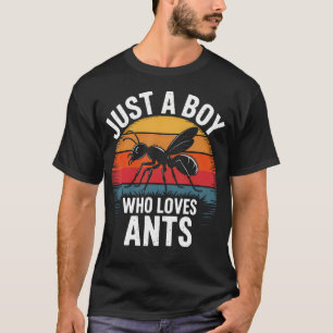 Just A Boy Who Loves Ants Funny Insect Nature Kids T-Shirt