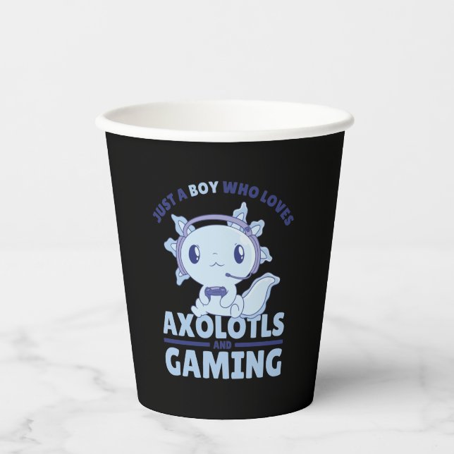 Just A Boy Who Loves Axolotls And Gaming Paper Cups (Front)