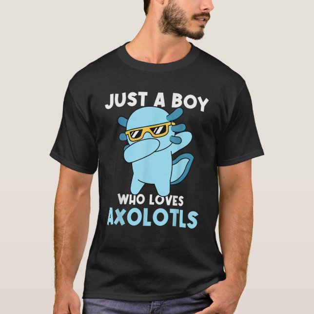 Just a Boy Who Loves Axolotls Cute Kawaii Kids Boy T-Shirt (Front)
