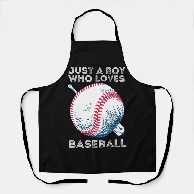 Just a Boy Who Loves Baseball Batter baseball Ball Apron (Front)