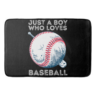 Just a Boy Who Loves Baseball Batter baseball Ball Bath Mat