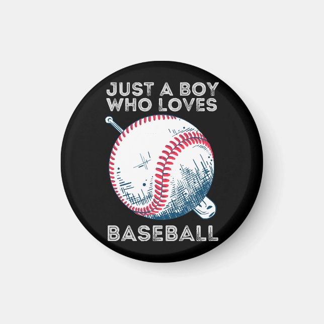 Just a Boy Who Loves Baseball Batter baseball Ball Magnet (Front)