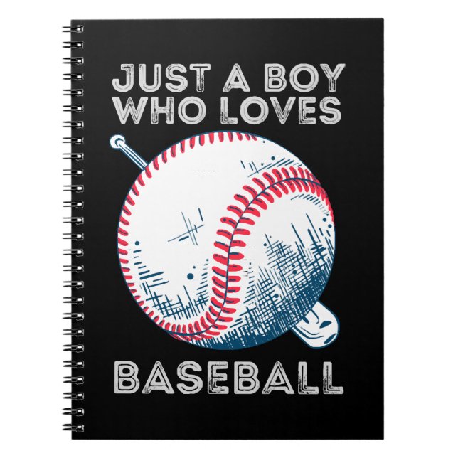 Just a Boy Who Loves Baseball Batter baseball Ball Notebook (Front)