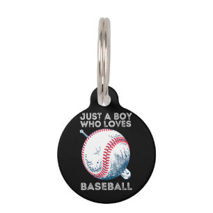 Just a Boy Who Loves Baseball Batter baseball Ball Pet Tag