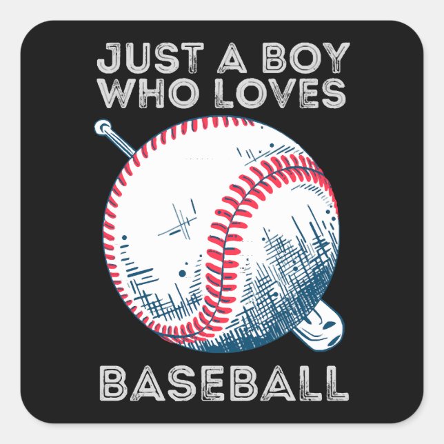 Just a Boy Who Loves Baseball Batter baseball Ball Square Sticker (Front)