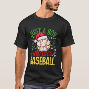 Just a Boy Who Loves Baseball Christmas Santa Hat T-Shirt