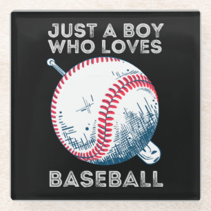 Just a Boy Who Loves Baseball Glass Coaster