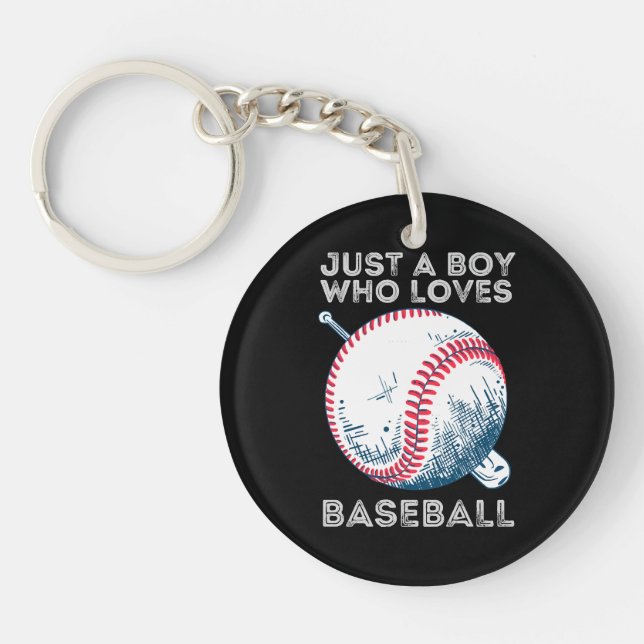 Just a Boy Who Loves Baseball Key Ring (Front)
