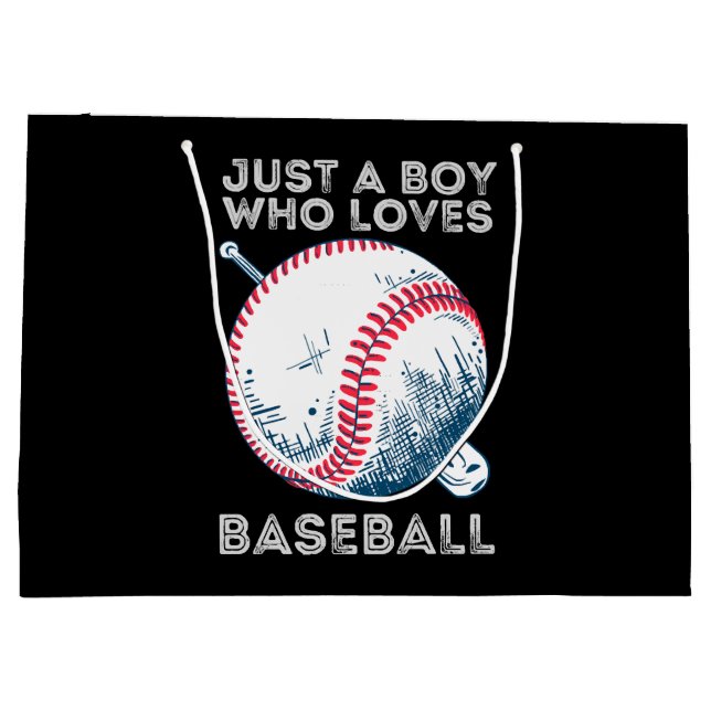 Just a Boy Who Loves Baseball Large Gift Bag (Back)