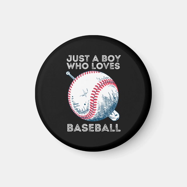 Just a Boy Who Loves Baseball Magnet (Front)