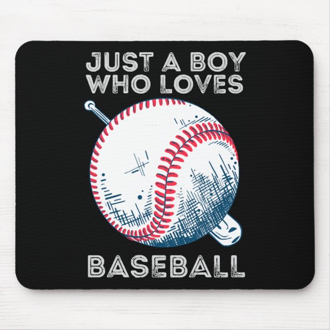 Just a Boy Who Loves Baseball Mouse Pad (Front)