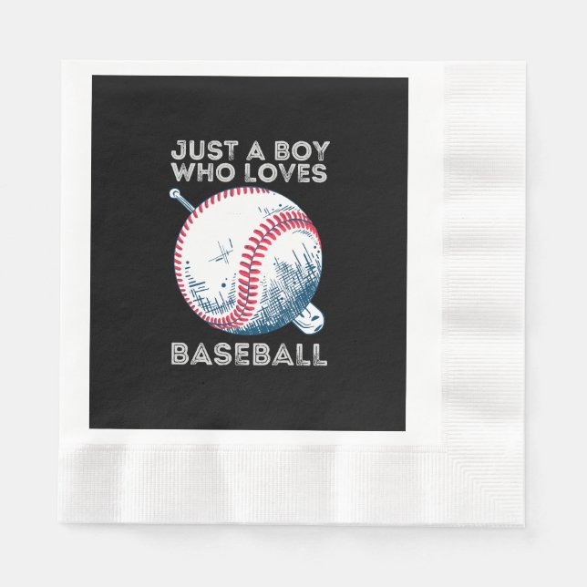Just a Boy Who Loves Baseball Napkin (Front)