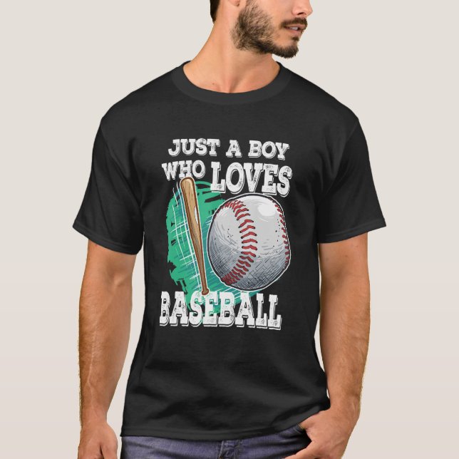 Just A Boy Who Loves Baseball Player T-Shirt (Front)