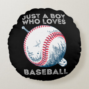 Just a Boy Who Loves Baseball Round Cushion