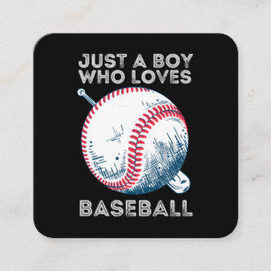 Just a Boy Who Loves Baseball Square Business Card
