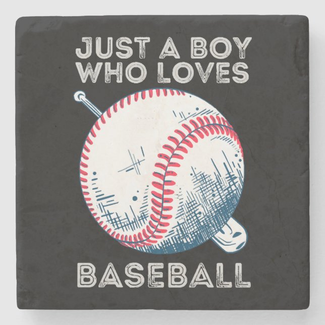 Just a Boy Who Loves Baseball Stone Coaster (Front)