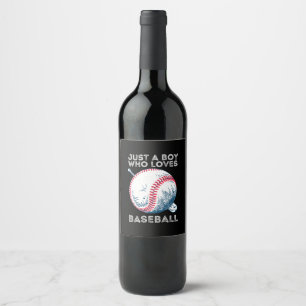 Just a Boy Who Loves Baseball Wine Label