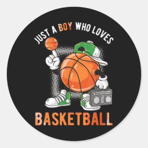 Just A Boy Who Loves Basketball 2 Classic Round Sticker