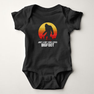 Just A Boy Who Loves BIGFOOT Bigfoot Retro Baby Bodysuit