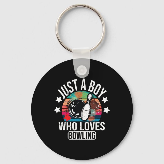 Just A Boy Who Loves Bowling Boys Bowler  Key Ring (Front)